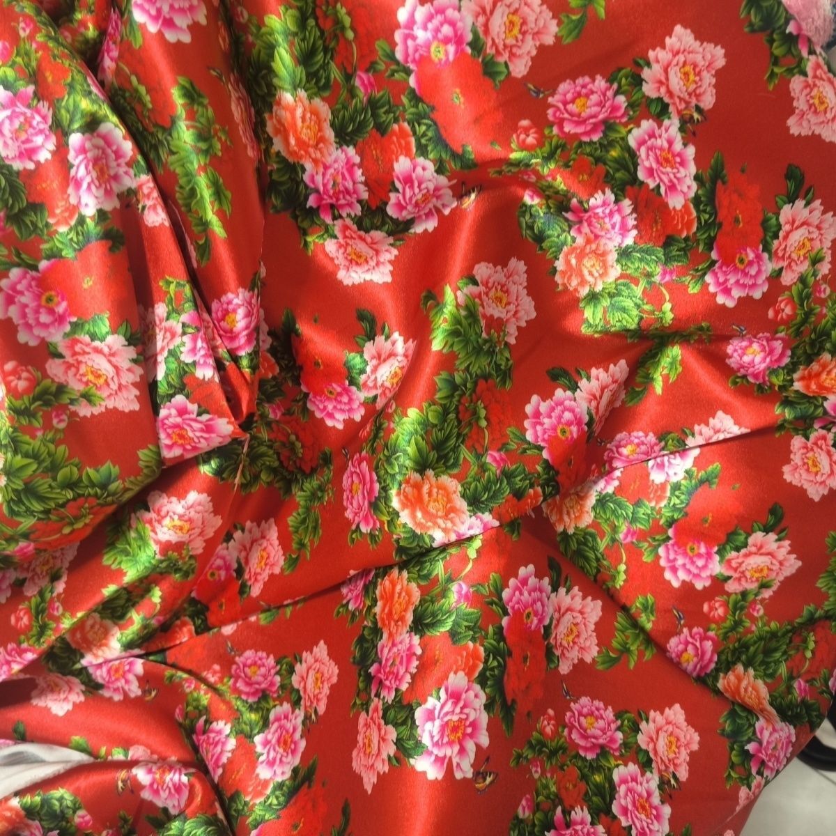 Sewing In Textile - 꽃무늬 아세테이트 새틴 원단 실키 스무스